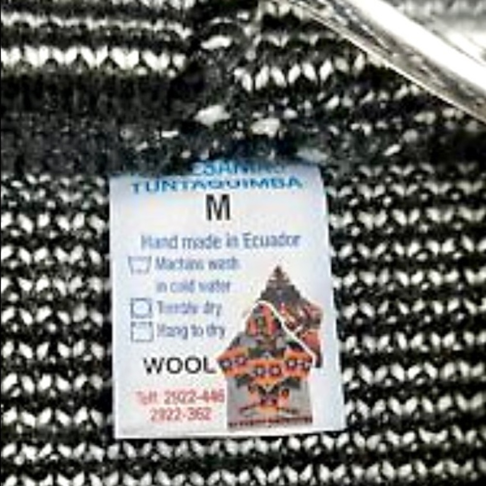 Handmade in Ecuador Wool Wolf Hooded Jacket Zip Coat 46 XL - Picture 7 of 11